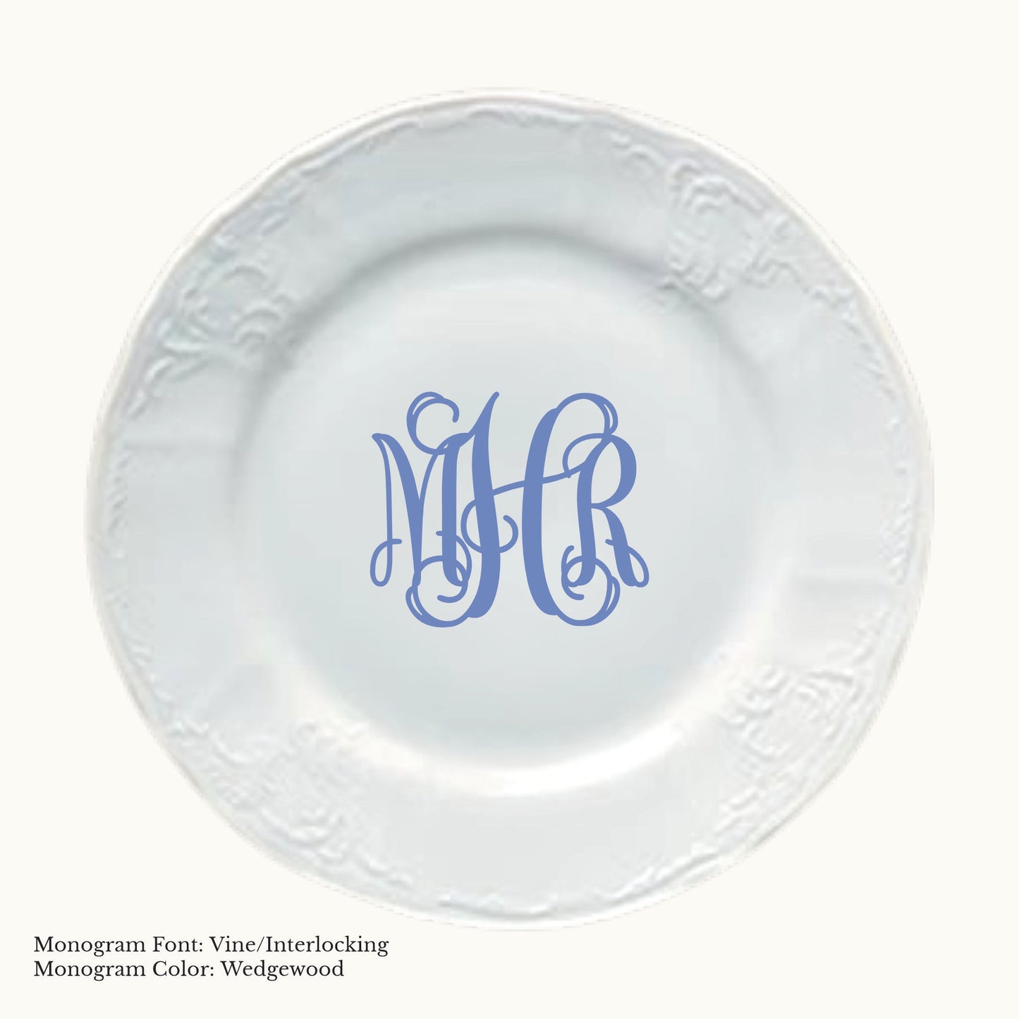 Bernadotte Dinner Plate, 10 5/8" - Custom Monogram
