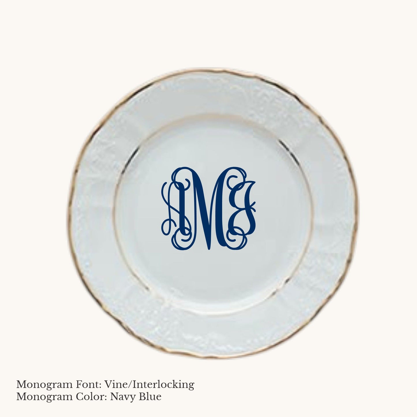 Bernadotte Gold Banded Bread & Butter Plate, 6¾" - Custom Monogram