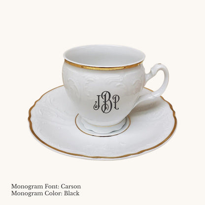 Bernadotte Gold Banded Cup & Saucer, 8 oz. - Custom Monogram