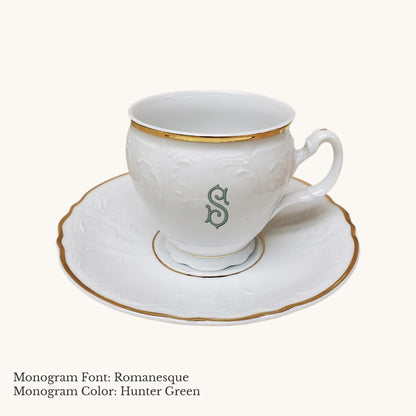 Bernadotte Gold Banded Cup & Saucer, 8 oz. - Custom Monogram