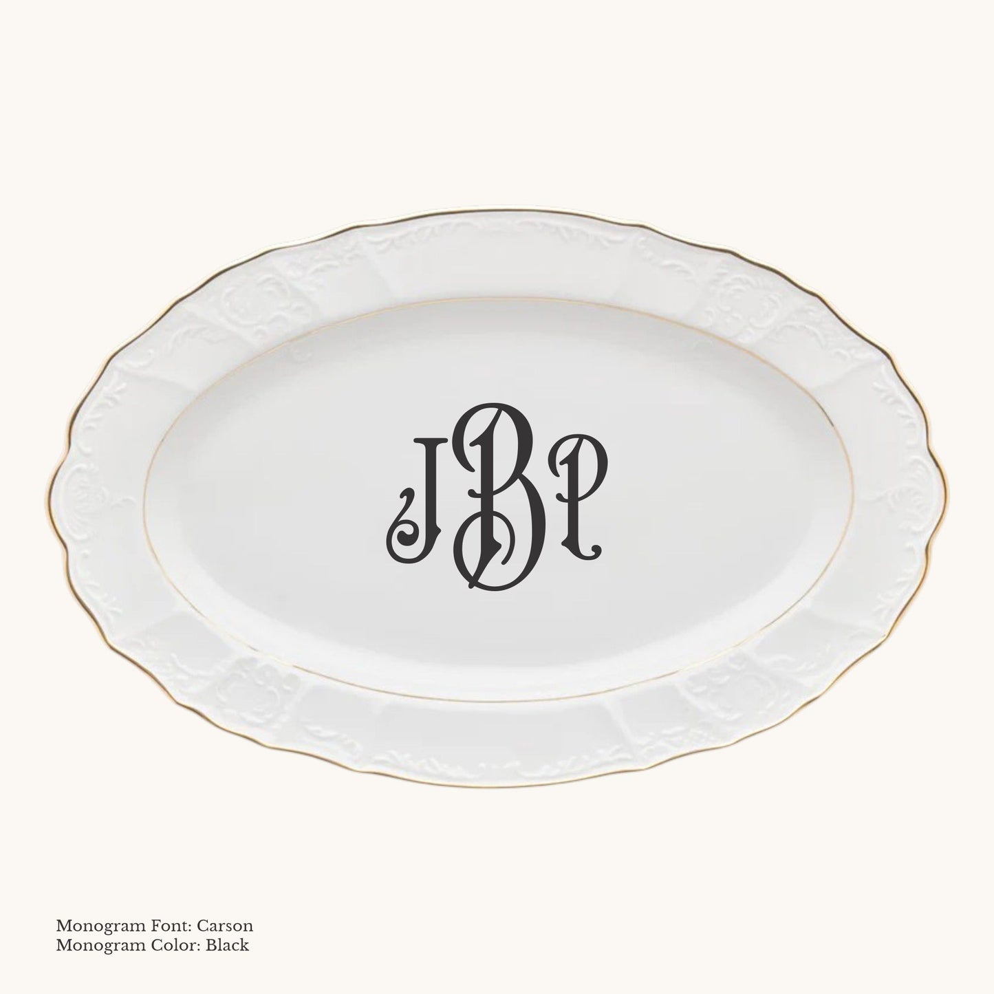 Bernadotte Gold Banded Oval Platter, 14 1/4" - Custom Monogram