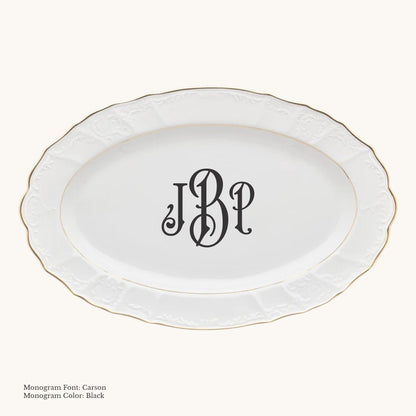 Bernadotte Gold Banded Oval Platter, 14 1/4" - Custom Monogram