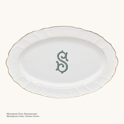Bernadotte Gold Banded Oval Platter, 14 1/4" - Custom Monogram