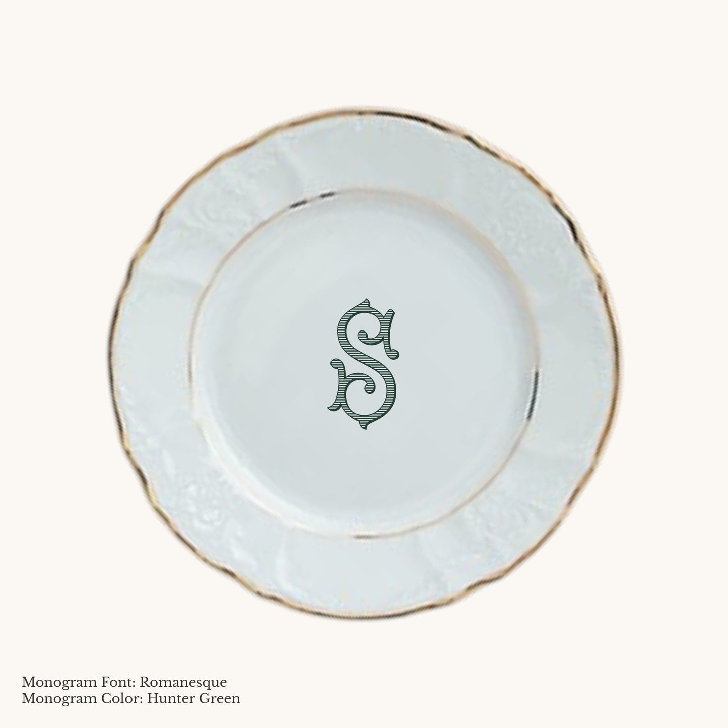 Bernadotte Gold Banded Salad or Dessert Plate, 7 5/8" - Custom Monogram