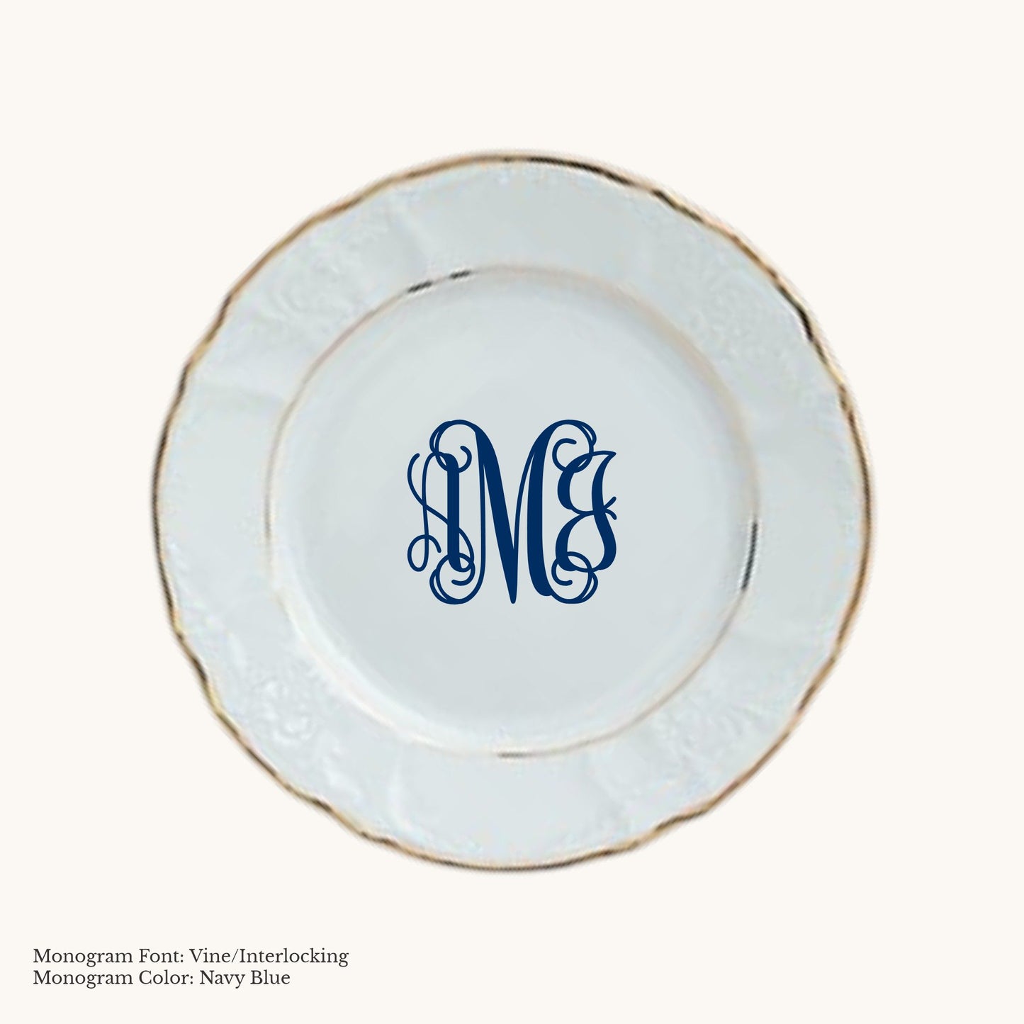 Bernadotte Gold Banded Salad or Dessert Plate, 7 5/8" - Custom Monogram