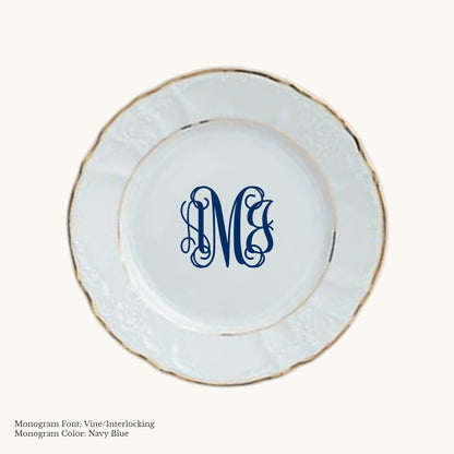 Bernadotte Gold Banded Salad or Dessert Plate, 7 5/8" - Custom Monogram