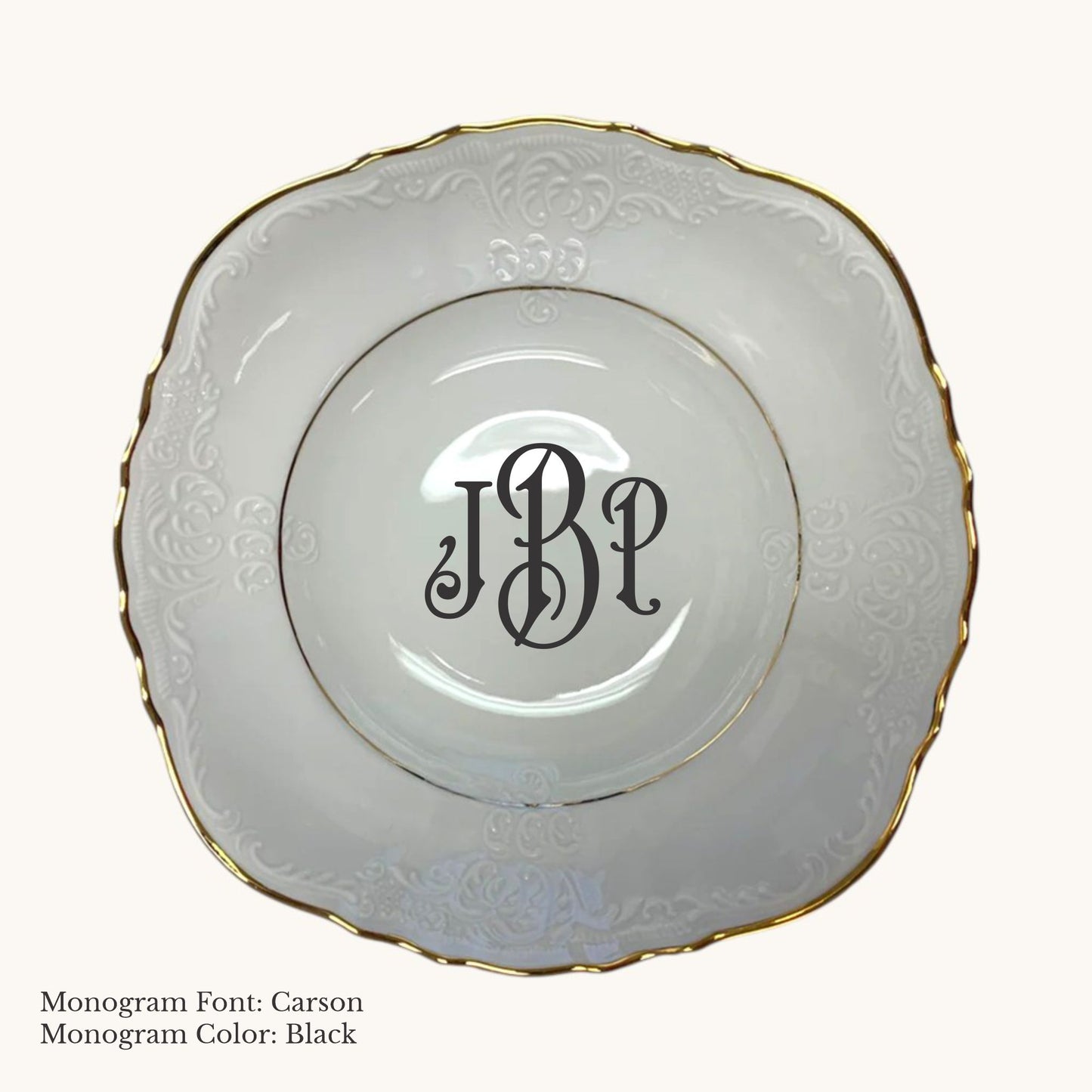 Bernadotte Gold Banded Vegetable Bowl, 8 1/2" - Custom Monogram
