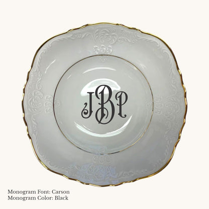 Bernadotte Gold Banded Vegetable Bowl, 8 1/2" - Custom Monogram
