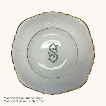 Bernadotte Gold Banded Vegetable Bowl, 8 1/2" - Custom Monogram