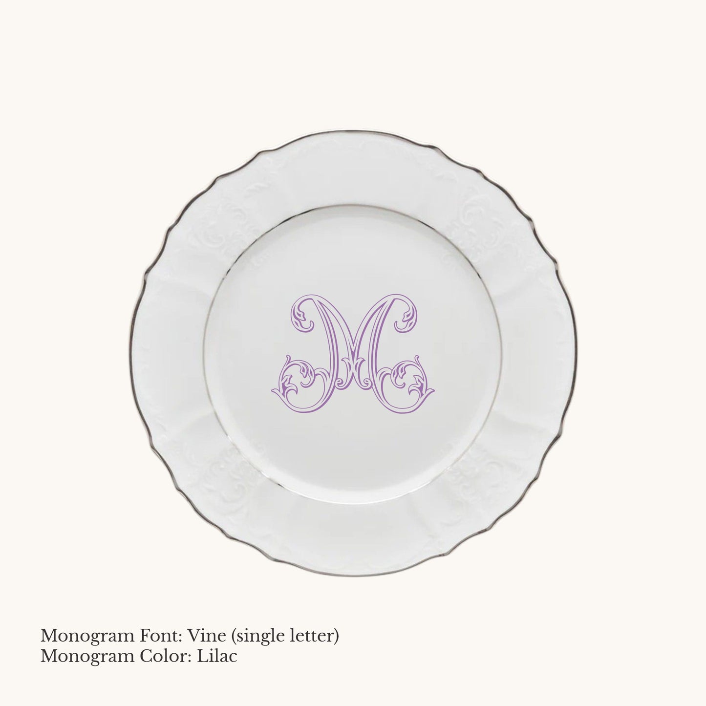 Bernadotte Platinum-Banded Bread & Butter Plate, 6¾" - Custom Monogram