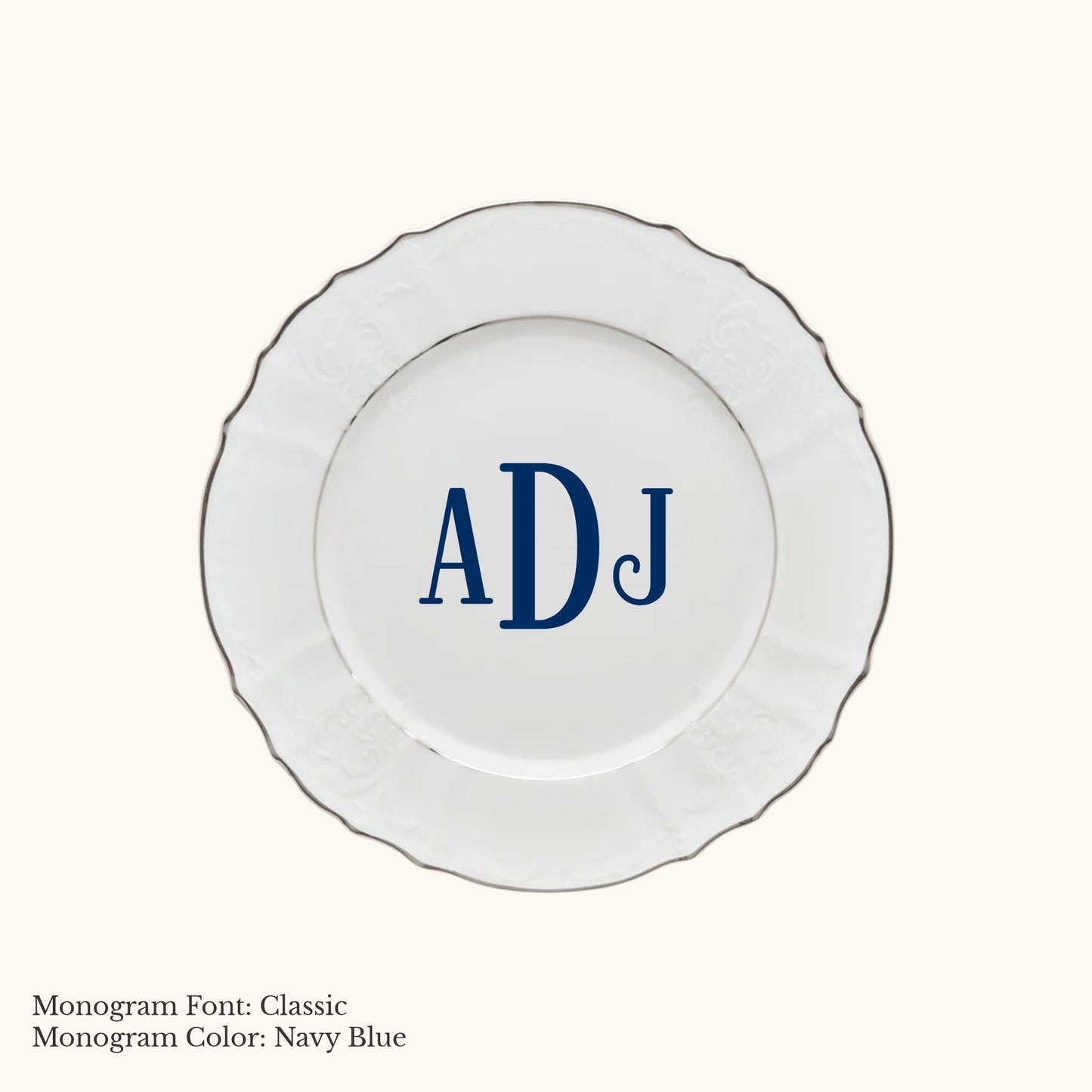 Bernadotte Platinum-Banded Bread & Butter Plate, 6¾" - Custom Monogram