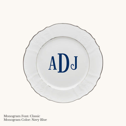 Bernadotte Platinum-Banded Bread & Butter Plate, 6¾" - Custom Monogram