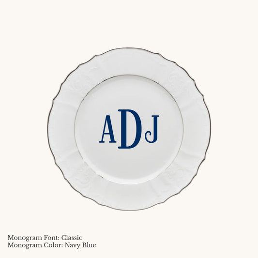 Bernadotte Platinum-Banded Bread & Butter Plate, 6¾" - Custom Monogram