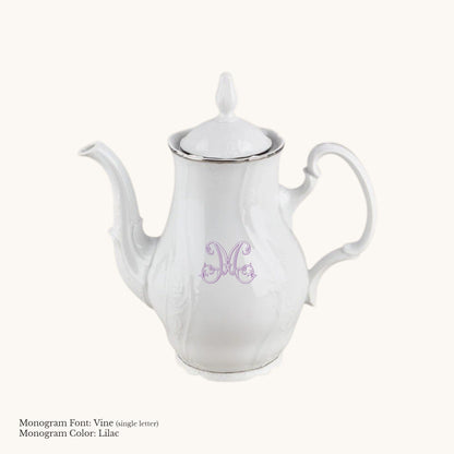 Bernadotte Platinum Banded Coffee Pot, 44 oz. - Custom Monogram