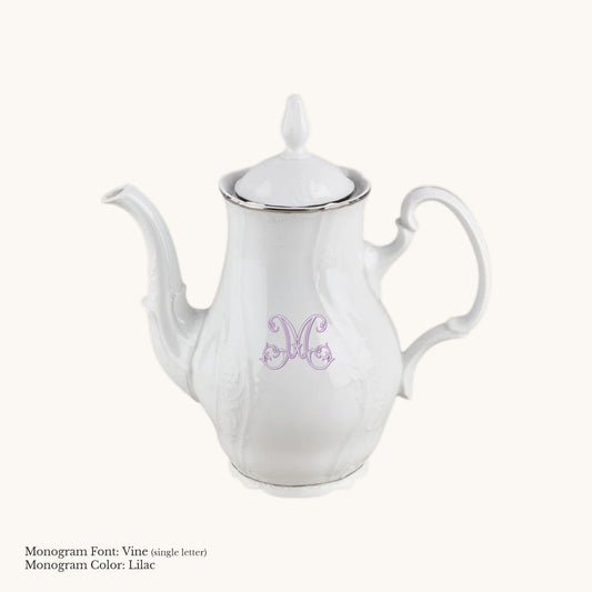 Bernadotte Platinum Banded Coffee Pot, 44 oz. - Custom Monogram