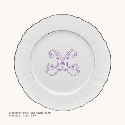 Bernadotte Platinum Banded Dinner Plate, 10 5/8" - Custom Monogram