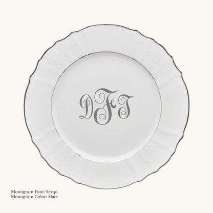Bernadotte Platinum Banded Dinner Plate, 10 5/8" - Custom Monogram