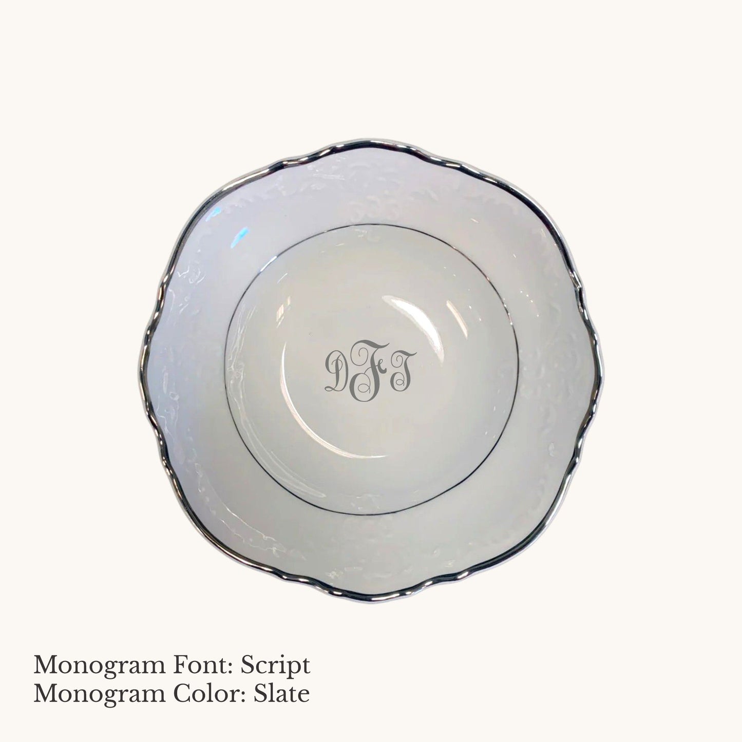 Bernadotte Platinum Banded Fruit Saucer, 5" - Custom Monogram