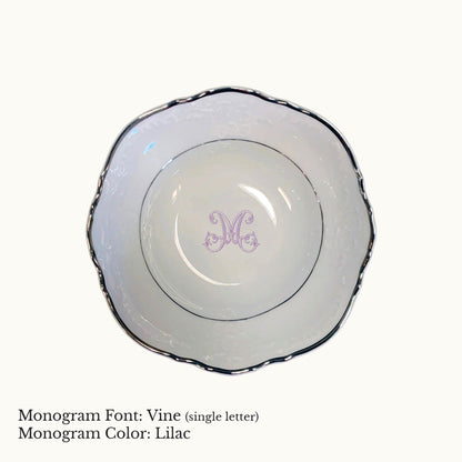 Bernadotte Platinum Banded Fruit Saucer, 5" - Custom Monogram