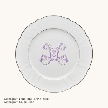 Bernadotte Platinum Banded Salad or Dessert Plate, 7 5/8" - Custom Monogram