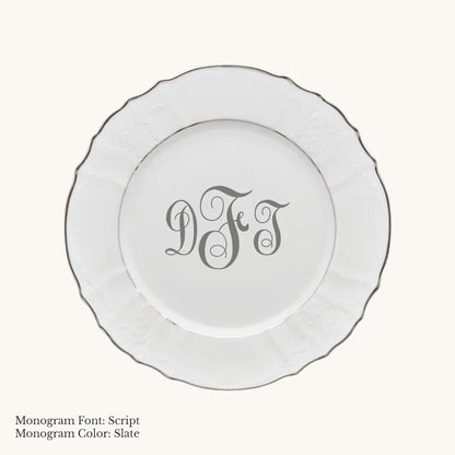 Bernadotte Platinum Banded Salad or Dessert Plate, 7 5/8" - Custom Monogram