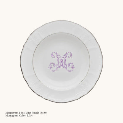 Bernadotte Platinum Banded Rim Soup Bowl, 9" - Custom Monogram