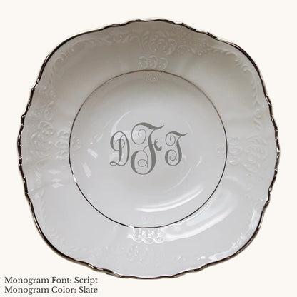 Bernadotte Platinum Banded Vegetable Bowl, 8 1/2" - Custom Monogram