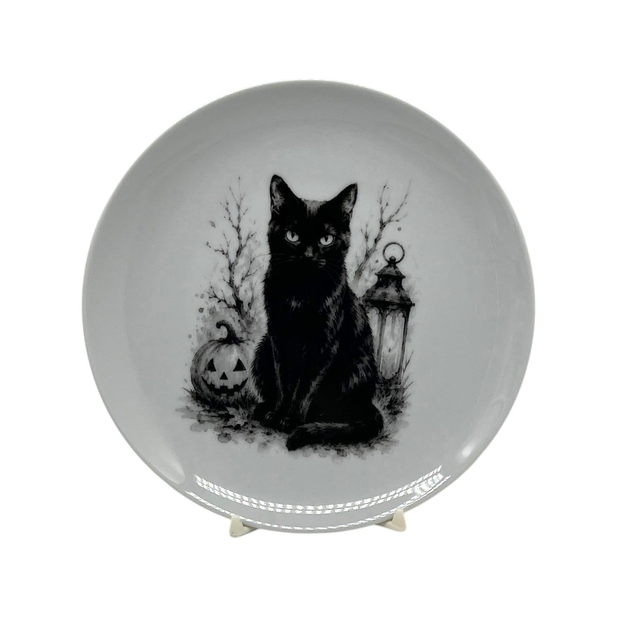 Midnight Black Cat Halloween Coupe Plate, 6.25"