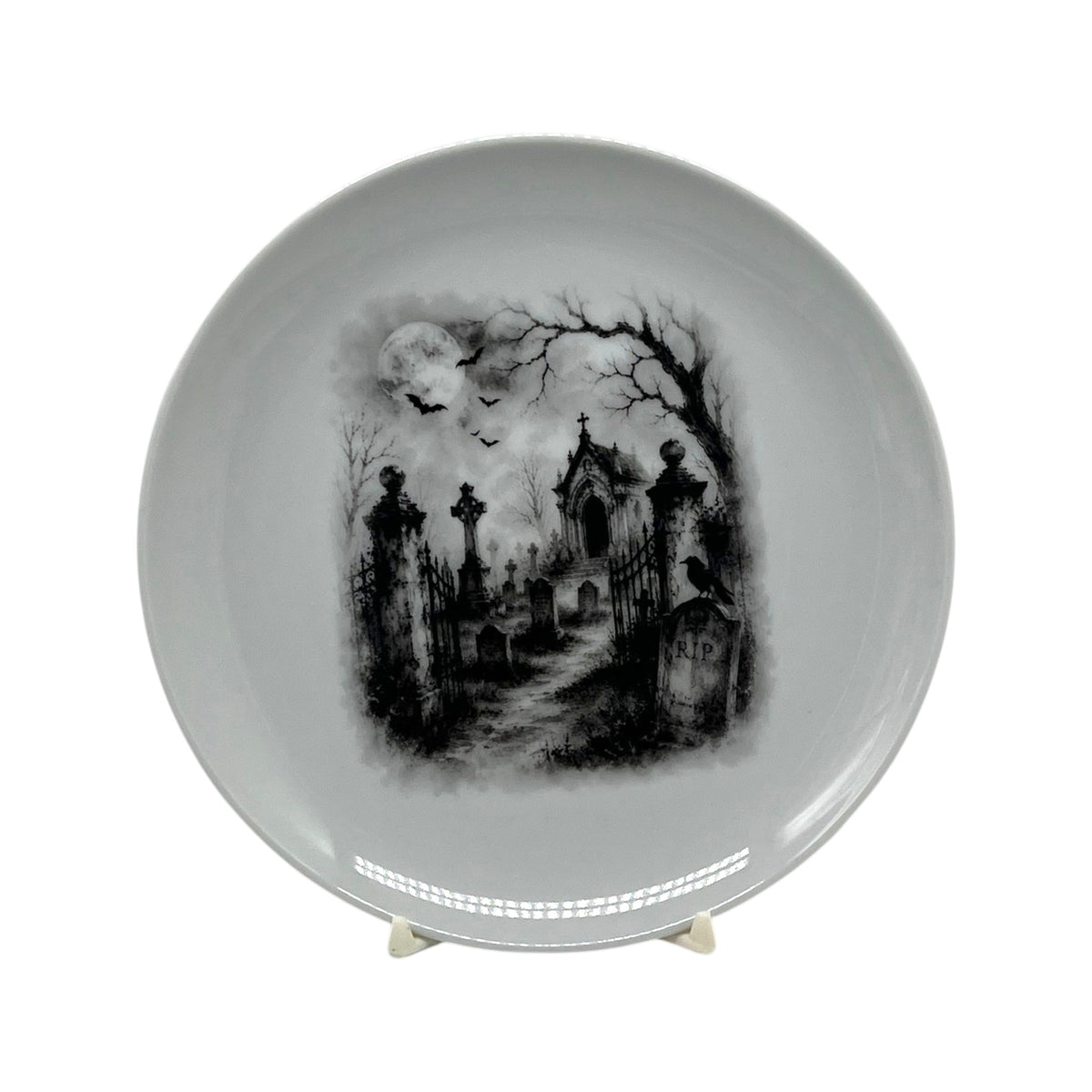 Midnight Cemetery Halloween Coupe Plate, 6.25"