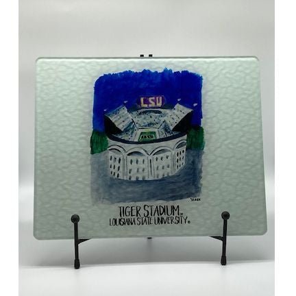 LSU Glass Cutting Board, 12" X 15" - MADE IN THE USA