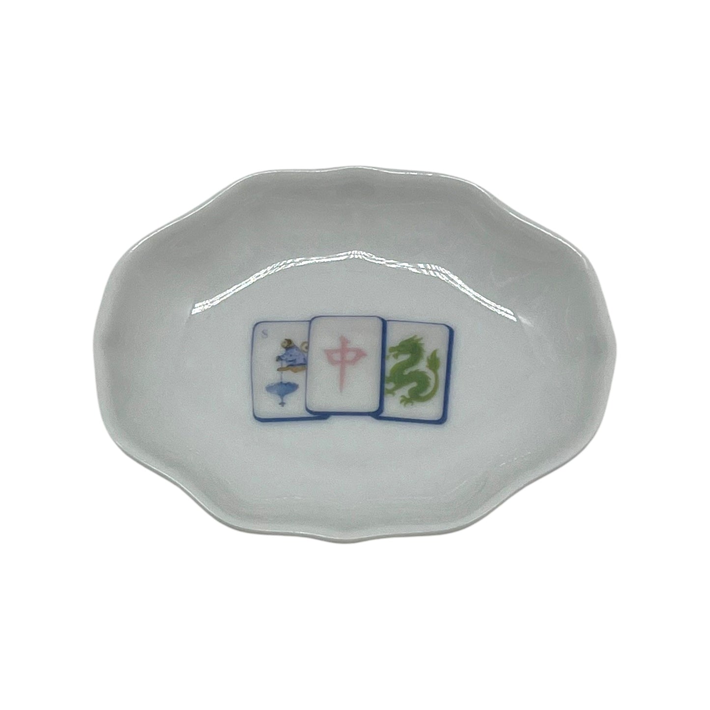 Lucky Trio Mahjong Oval Dish, 4 1/4"