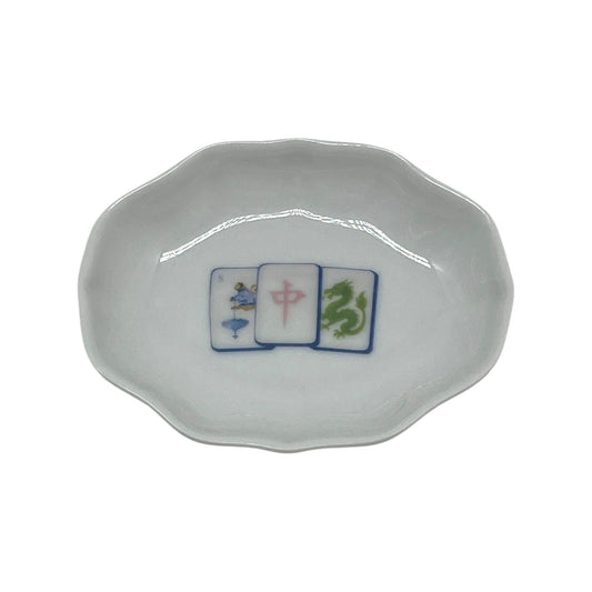 Lucky Trio Mahjong Oval Dish, 4 1/4"