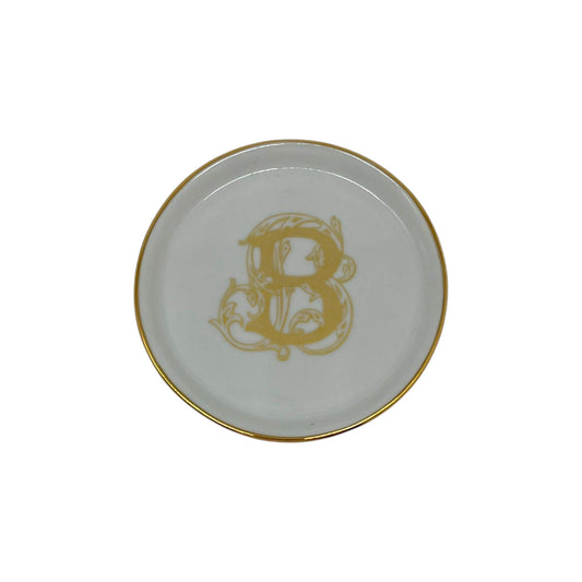Monogram Gold Banded Coaster, 4" - Faux Gold