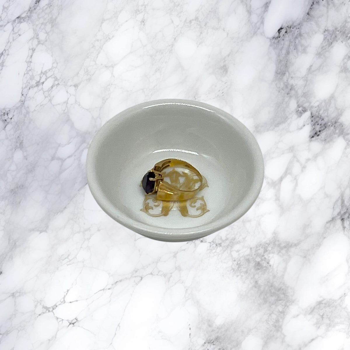 Monogram Ring Dish, 2 3/4" - Faux Gold