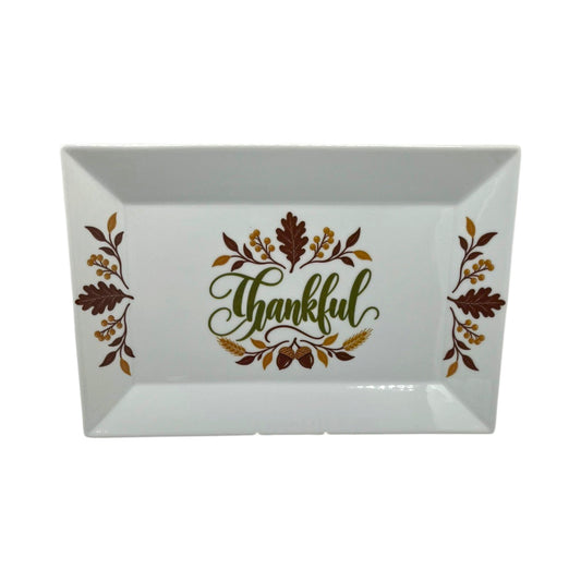 Thankful Fall Platter – Autumn Leaves & Acorns Serving Dish