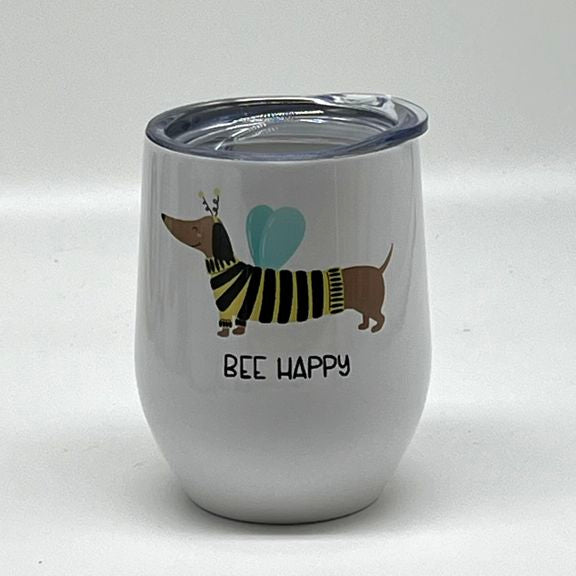 BEE Happy Stainless Steel Wine Tumbler, 12 oz. - Dachshund