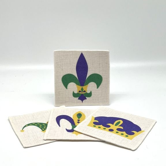 Mardi Gras Linen Coasters (set of 4)