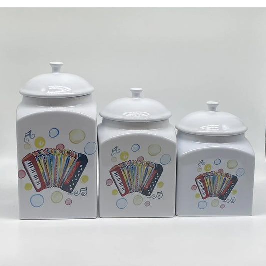 Cajun Accordion Canister Set, 3pc. (square)