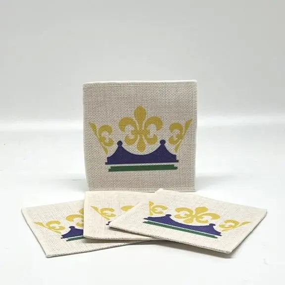 Mardi Gras Crown Linen Coasters (set of 4) JD & Company