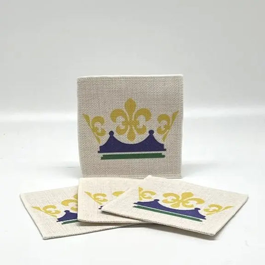 Mardi Gras Crown Linen Coasters (set of 4) JD & Company