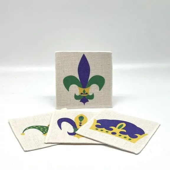 Mardi Gras Linen Coasters (set of 4) JD & Company