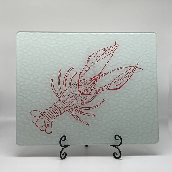 Crawfish Glass Cutting Board, 12" X 15" - MADE IN THE USA