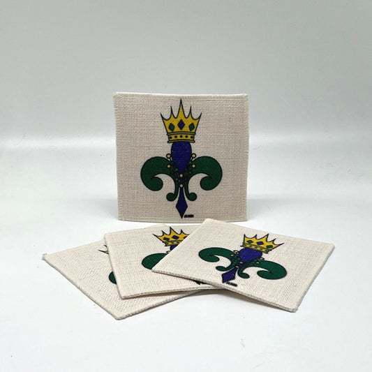 Mardi Gras Fleur de Lis Linen Coasters (set of 4)